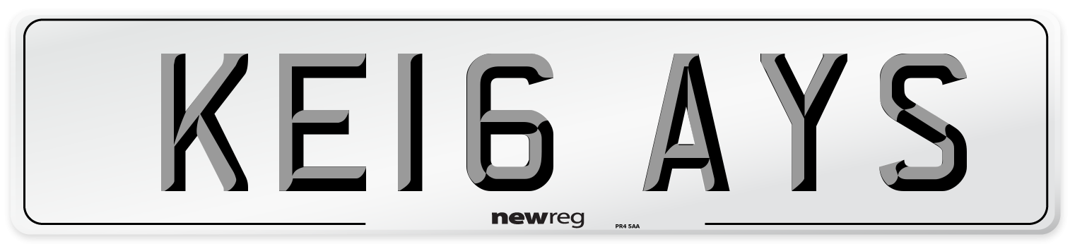 KE16 AYS Number Plate from New Reg